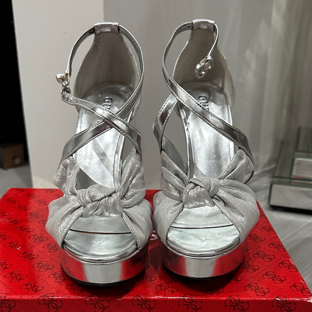 Guess Silver Strappy Heels